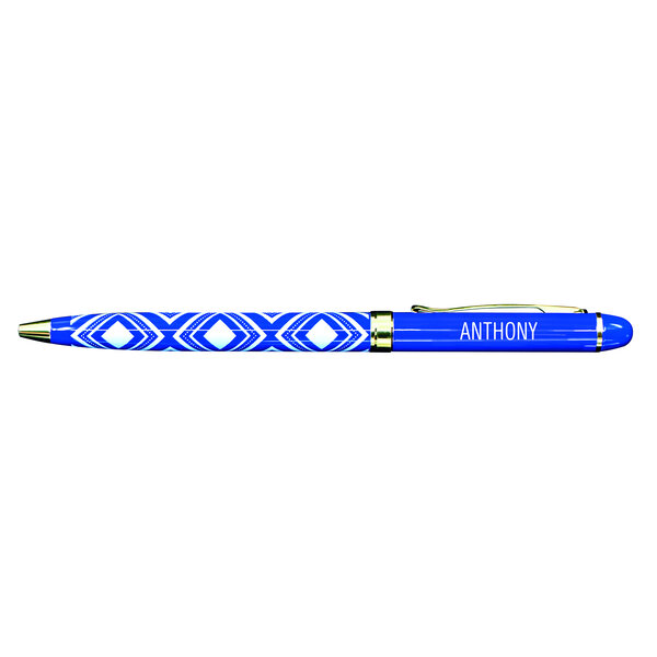 Stylo fin en métal laqué bleu - Anthony