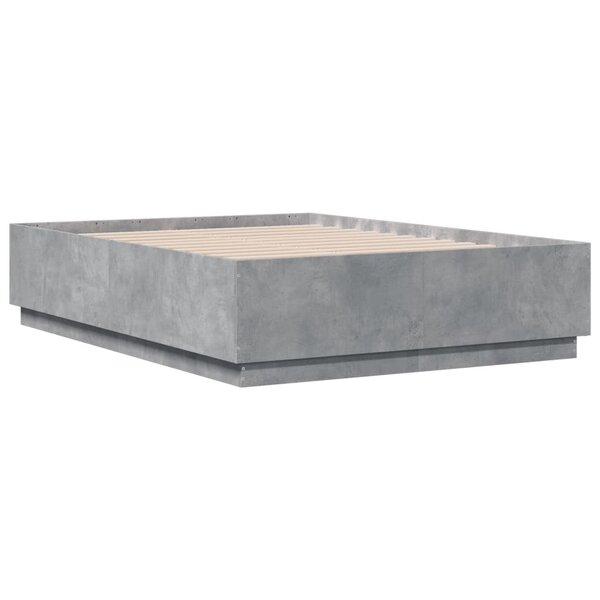 vidaXL Cadre de lit gris béton 135x190 cm bois d'ingénierie