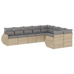 vidaXL Salon de jardin avec coussins 9 Pièces beige résine tressée