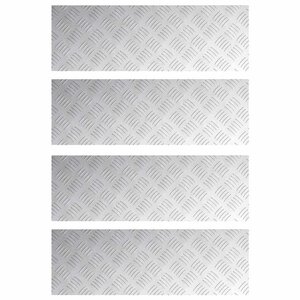 vidaXL Plaques à damier 4 Pièces Argent 75 x 25 cm Aluminium