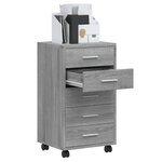 vidaXL Armoire à tiroirs avec roulettes Sonoma gris Bois d'ingénierie
