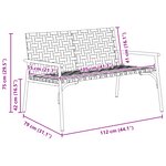 Banc de jardin vidaXL Noir 113x79x75 cm en poly rattan
