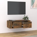 vidaXL Armoire TV suspendue Chêne fumé 80x36x25 cm Bois d'ingénierie