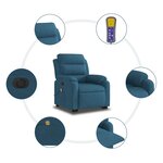 vidaXL Fauteuil inclinable de massage électrique bleu velours