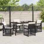 Ensemble de Salle à Manger de Jardin 5 Pièces avec Coussins Noir Poly Rattan