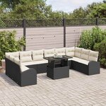 vidaXL Ensemble de canapé de jardin 11 Pièces Noir Poly rotin