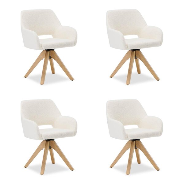 Chaise rembourrée Tissu Teddy Blanc - 4 pièces