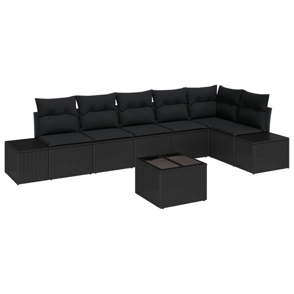 vidaXL Ensemble de canapé de jardin 7 pièces avec coussins Beige Rotin synthétique