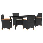 vidaXL Ensemble de salle à manger pour jardin 5 Pièces Noir polyrotin