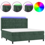 vidaXL Sommier à lattes de lit matelas et LED Vert foncé 160x200 cm