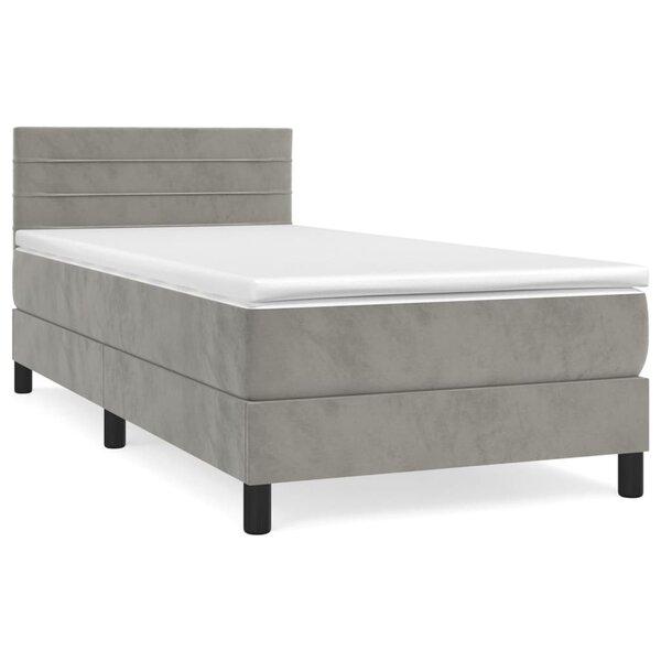vidaXL Sommier à lattes de lit et matelas Gris clair 90x190 cm Velours