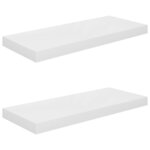vidaXL Étagère murale flottante 2 Pièces Blanc brillant 60x23 5x3 8cm MDF