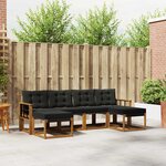 vidaXL Ensemble de canapés d'extérieur 6 pc Naturel et Noir