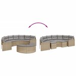 vidaXL Salon de jardin 2 Pièces demi-rond beige résine tressée