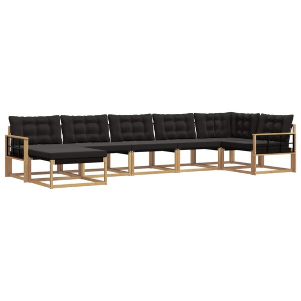 vidaXL Ensemble de canapés d'extérieur 7 pc Blanc et noir