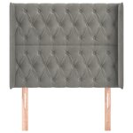 vidaXL Tête de lit avec oreilles Gris clair 93x16x118/128 cm Velours