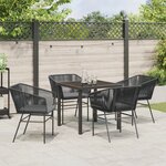 vidaXL Ensemble de Salle à Manger de Jardin 5 Pièces avec Coussins en Poly Rattan Noir