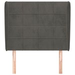 vidaXL Tête de lit avec oreilles Gris foncé 93x23x118/128 cm Velours