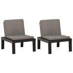 vidaXL Chaises de salon de jardin et coussins lot de 2 Plastique Gris