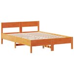 vidaXL Lit bibliothèque sans matelas cire marron 135x190 cm pin massif