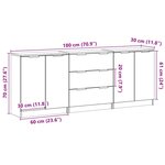 vidaXL Buffets 3 Pièces vieux bois 60x30x70 cm bois d'ingénierie