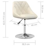 Vidaxl chaises pivotantes de salle à manger 2 pcs crème velours