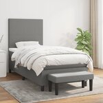 vidaXL Sommier à lattes de lit avec matelas Gris foncé 90x200 cm Tissu