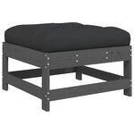 vidaXL Salon de jardin 3 Pièces avec coussins gris bois massif