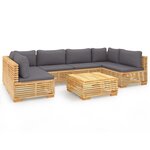vidaXL Salon de jardin 7 Pièces avec coussins Bois de teck solide