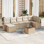 vidaXL Ensemble de canapé de jardin 8 Pièces Beige Poly rotin
