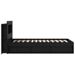 vidaXL Cadre de lit avec rangement Noir 75 x 190 cm Bois d'ingénierie