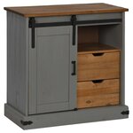 vidaXL Buffet HALDEN porte coulissante gris 80x40x80 cm bois massif