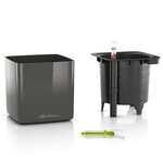 Lechuza jardinière de table cube glossy 14 all-in-one charbon brillant