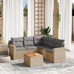 vidaXL Salon de jardin avec coussins 6Pièces mélange beige résine tressée