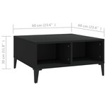vidaXL Table basse noir 60x60x30 cm bois d'ingénierie