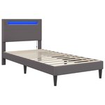 vidaXL Cadre de lit avec bandes LED Gris 90 x 200 cm Simili cuir