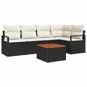 vidaXL Ensemble de canapé de jardin 6 Pièces Noir et blanc