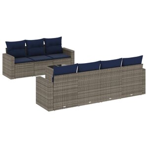 vidaXL Salon de jardin 8 Pièces avec coussins gris résine tressée