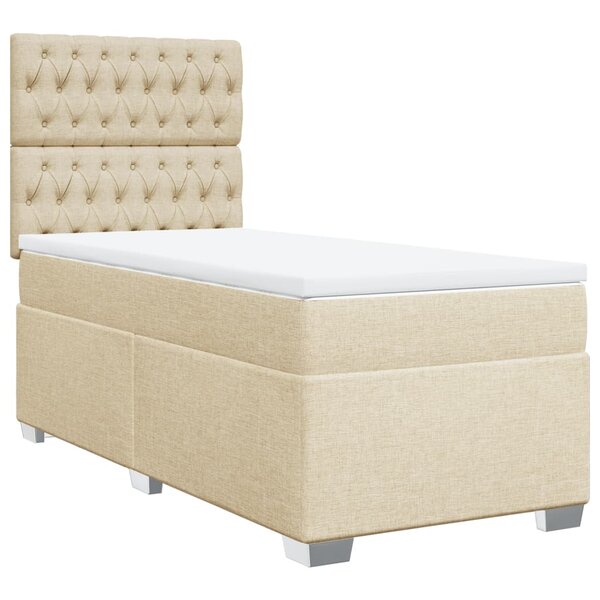 vidaXL Sommier à lattes de lit avec matelas Crème 100x200 cm Tissu
