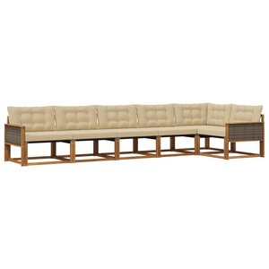 vidaXL Ensemble de canapés d'extérieur 6 Pièces Naturel et Beige