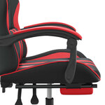 vidaXL Chaise de jeu pivotante et repose-pied Noir et rouge Similicuir
