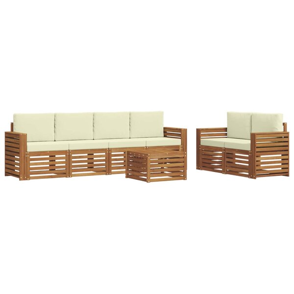 vidaXL Ensemble de canapés d'extérieur 7 pc Naturel et Crème