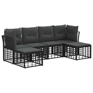 vidaXL Ensemble de canapés d'extérieur Noir Polyester