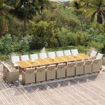 vidaXL Ensemble à dîner de jardin coussins 21 Pièces Beige Résine tressée