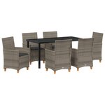 vidaXL Ensemble de salle à manger de jardin 7 pièces avec coussins Gris Poly Rattan