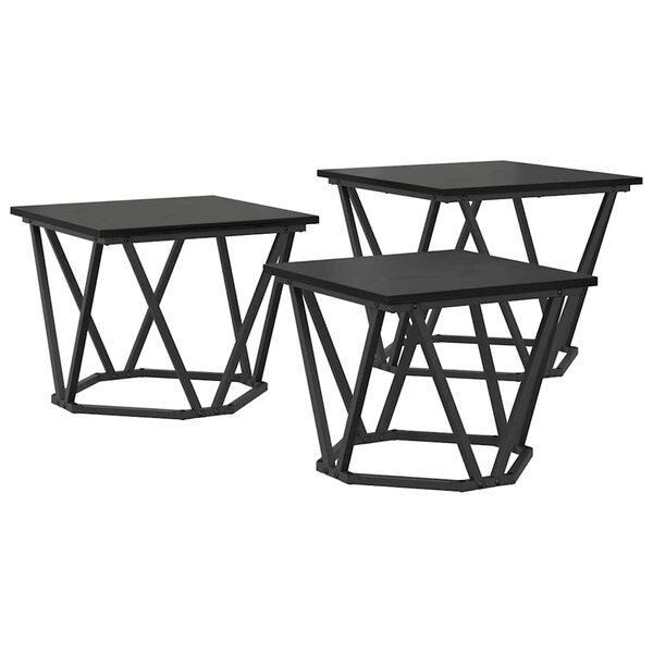 vidaXL Table basse 3 Pièces Chêne noir 50 x 50 x 40 cm