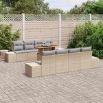 vidaXL Ensemble de canapé de jardin 9 Pièces Beige Poly rotin