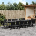 vidaXL Ensemble à manger de jardin 17 Pièces noir textilène
