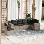 vidaXL Salon de jardin 6 Pièces avec coussins gris clair résine tressée