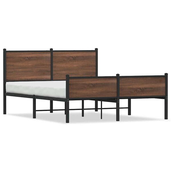vidaXL Cadre de lit en métal sans matelas chêne marron 137x190 cm